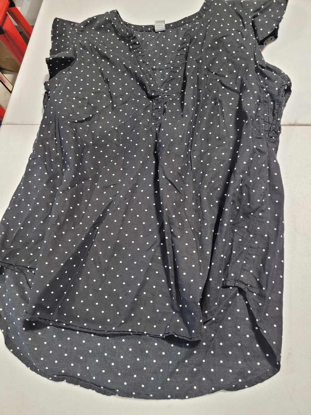 Old Navy Black Polka Dot Flutter-Sleeve Blouse - Picture 1 of 3